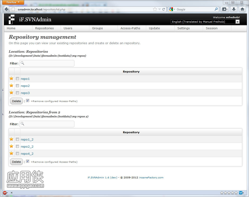 iF.SVNAdmin repository-list